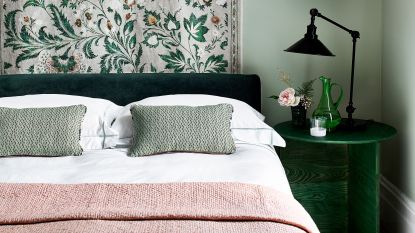 Best mattresses for side sleepers: pink and green bedroom with white bedding